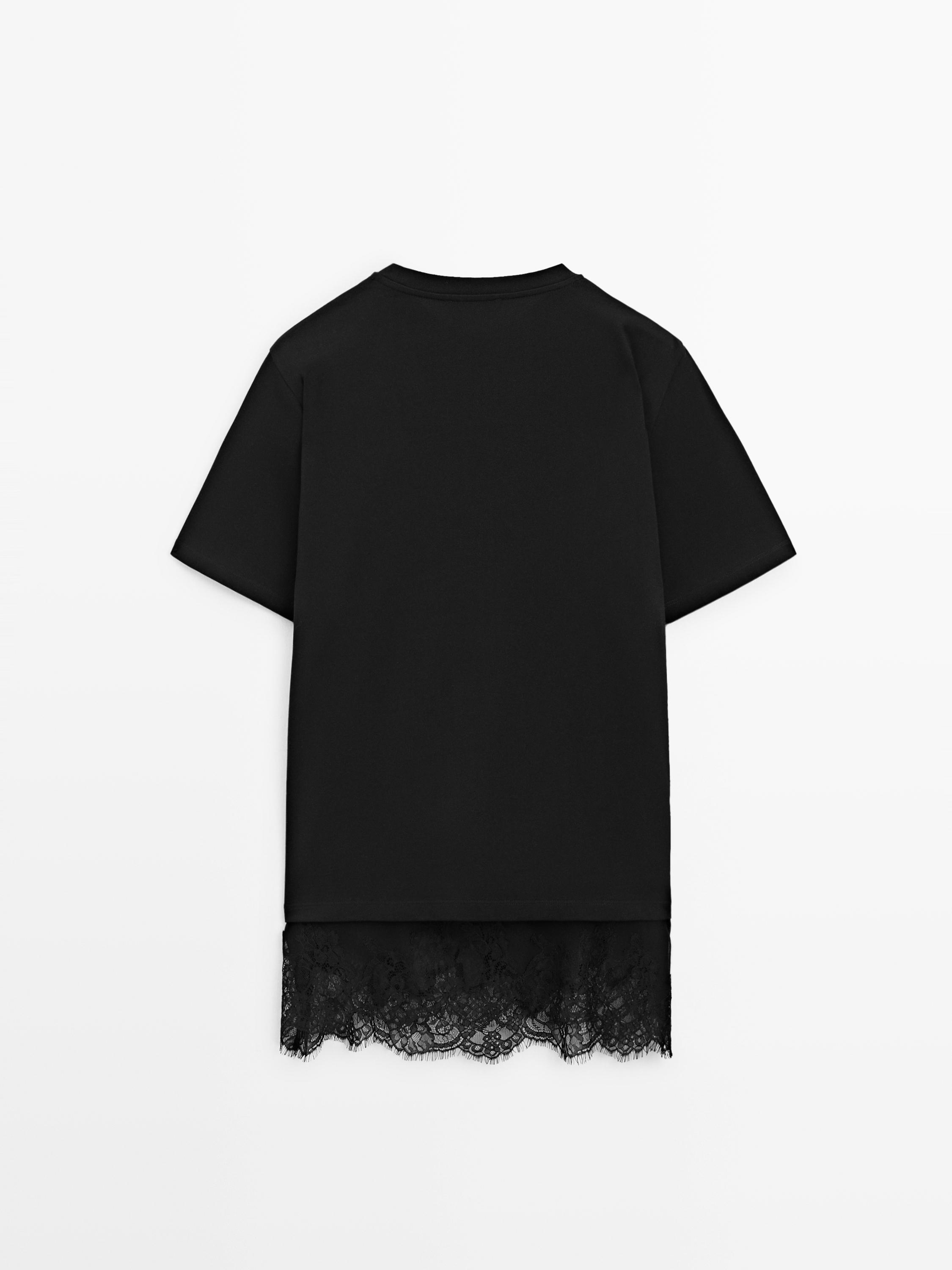 Short sleeve T-shirt with lace detail